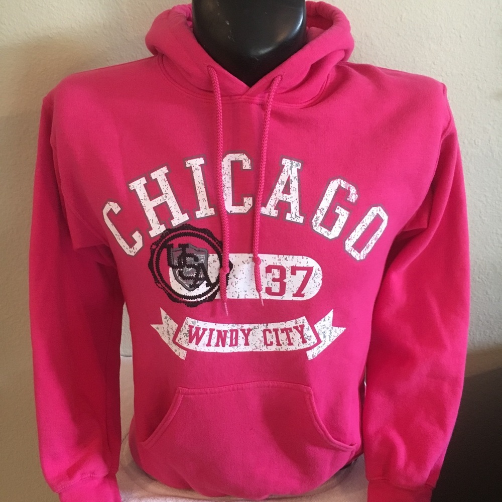 Adult Gildan Chicago Windy City Pink Hoodie